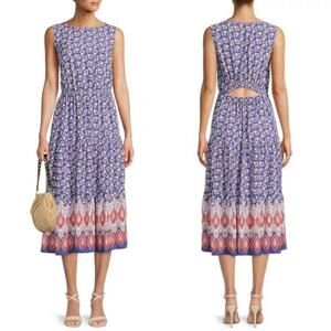 BEACHLUNCHLOUNGE • Peonia Sleeveless Back Cutout Floral Midi Dress